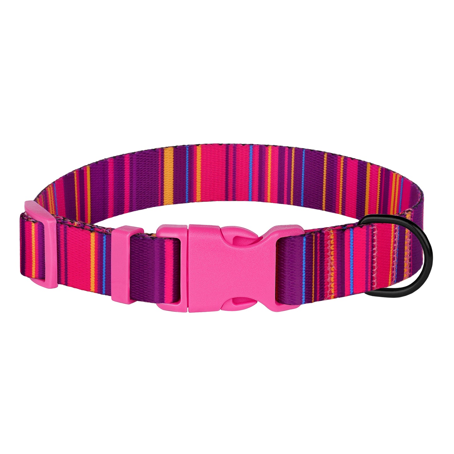 Striped Dog Collar with ID Tag