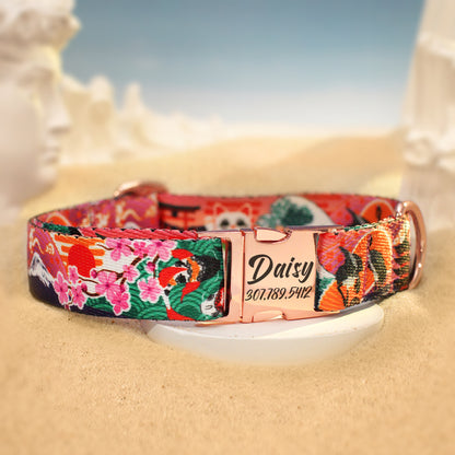 Personalized Dog Collar with Japan USA Europe Pattern