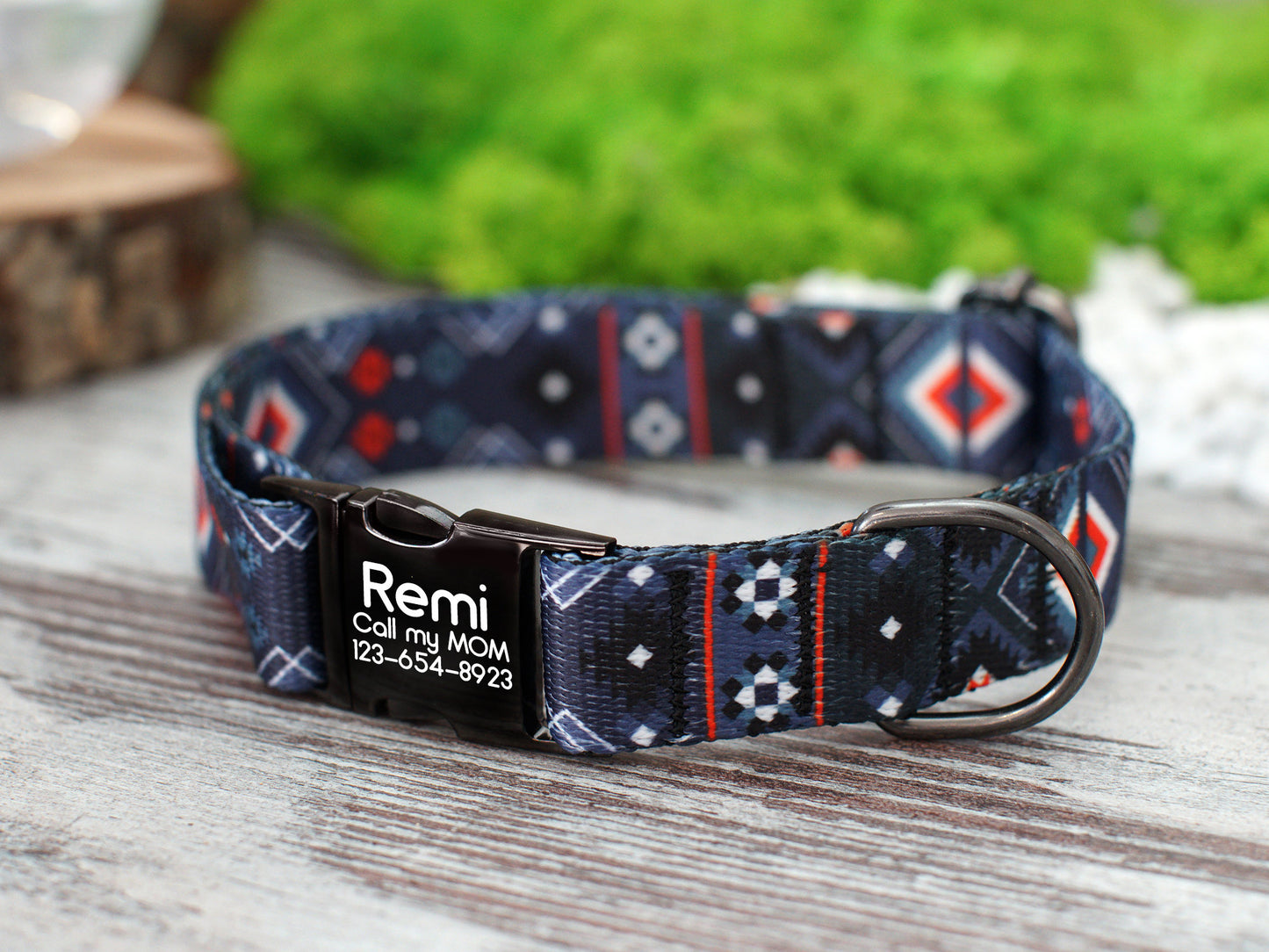 Southwest Dog Collar with Engraved Metal Buckle, Geometric Pattern Dog Collars, Aztec Tribal Pet Collars for Small Medium Large Dogs Puppy,