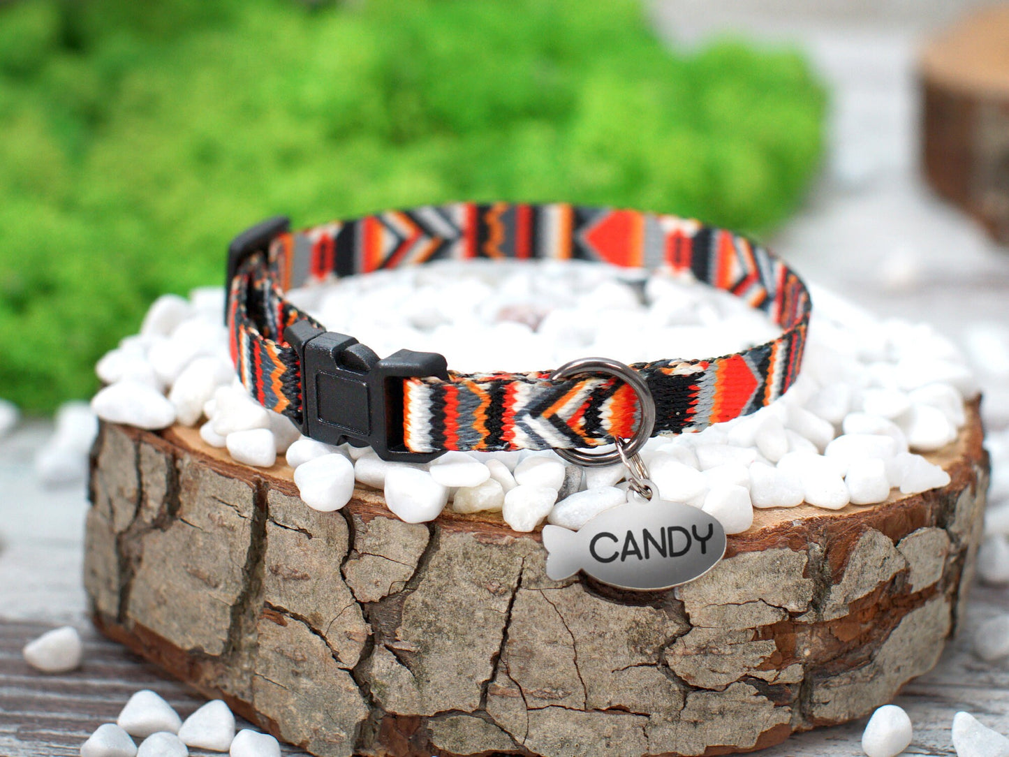 Personalized Breakaway Cat Collar with ID Tag, Tribal Aztec Cat Collar with Bell, Custom Adjustable Cat Collar, Pattern Cat Collar Girl Boy