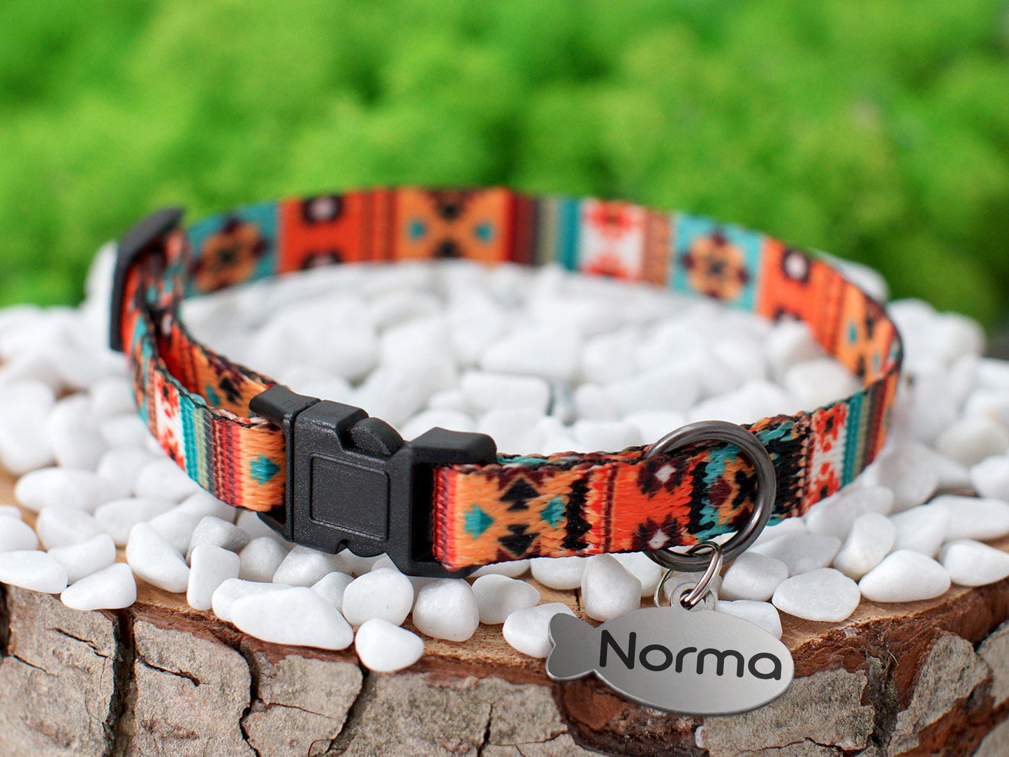 Breakaway Cat Collar Personalized, Custom Cat Collar with ID Tag, Pattern Cat Collar Tribal Aztec, Geometric Pet Collars for Cats Kitten