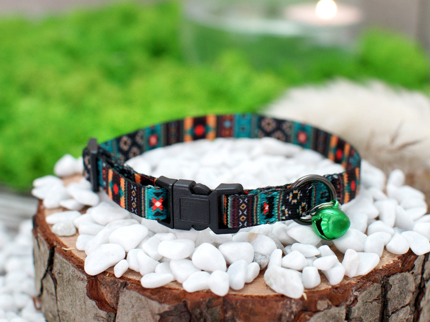 Breakaway Cat Collar Personalized, Custom Cat Collar with ID Tag, Pattern Cat Collar Tribal Aztec, Geometric Pet Collars for Cats Kitten