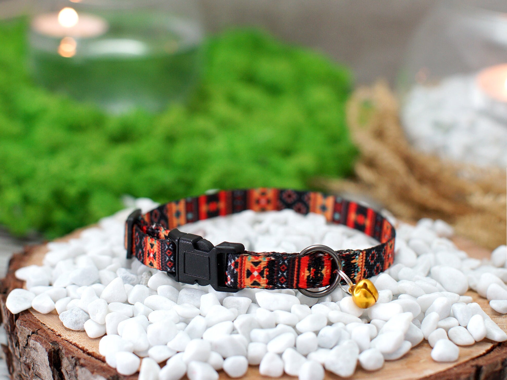 Personalized Breakaway Cat Collar with ID Tag, Tribal Aztec Cat Collar with Bell, Custom Adjustable Cat Collar, Pattern Cat Collar Girl Boy