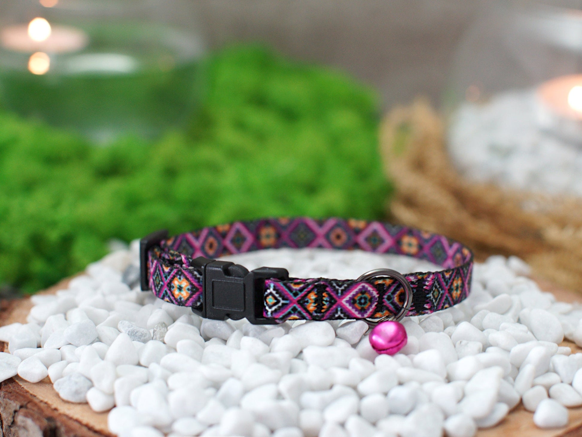 Personalized Cat Collar Breakaway, Soft Cat Collar with ID Name Tag, Pattern Cat Collars Tribal Boho Geometric, Kitten Collar