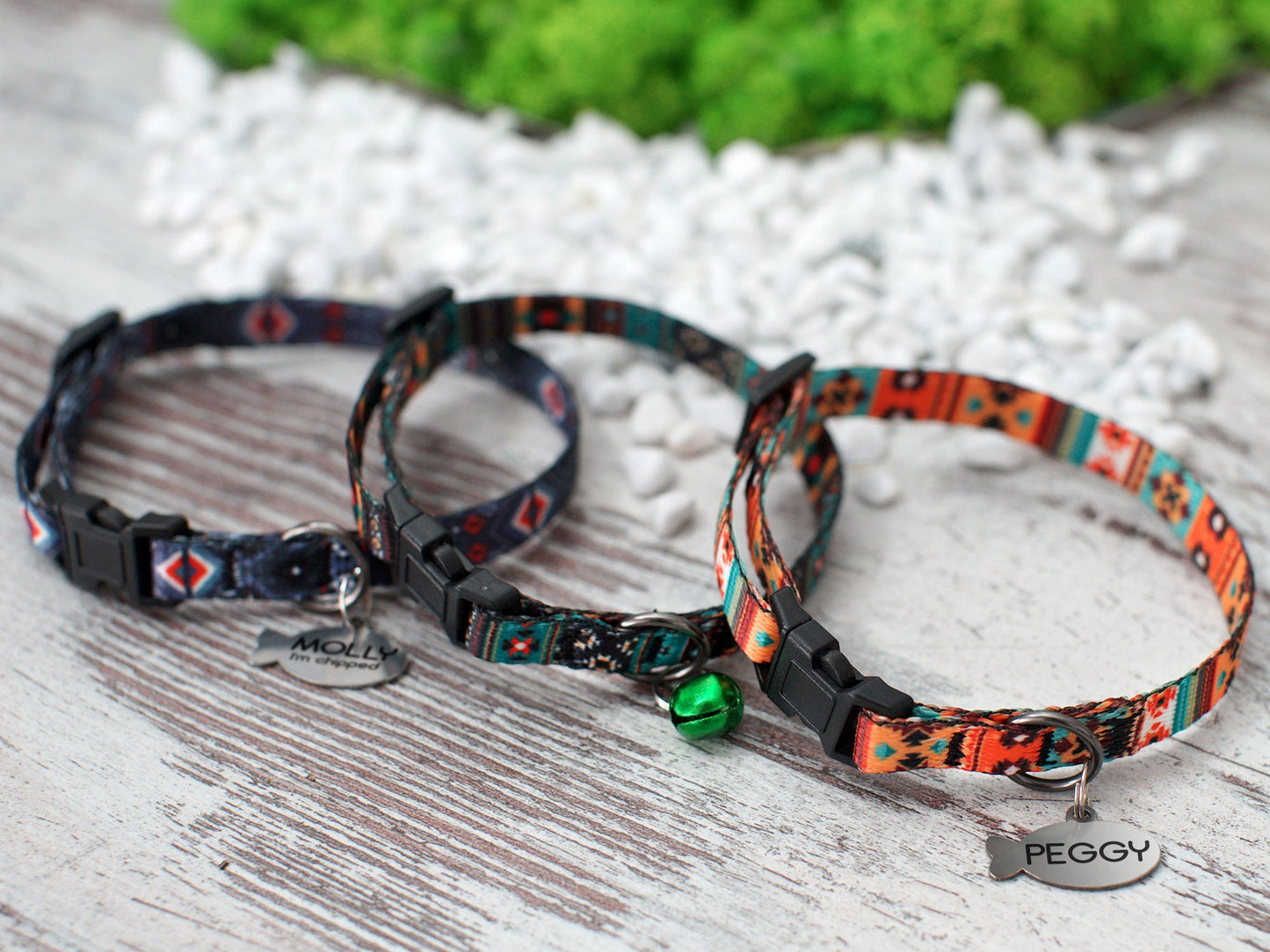 Breakaway Cat Collar Personalized, Custom Cat Collar with ID Tag, Pattern Cat Collar Tribal Aztec, Geometric Pet Collars for Cats Kitten