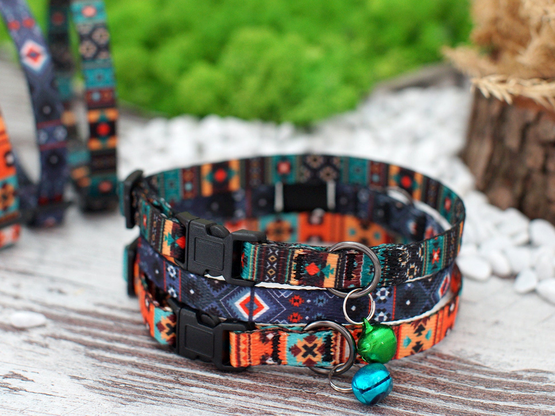 Breakaway Cat Collar Personalized, Custom Cat Collar with ID Tag, Pattern Cat Collar Tribal Aztec, Geometric Pet Collars for Cats Kitten