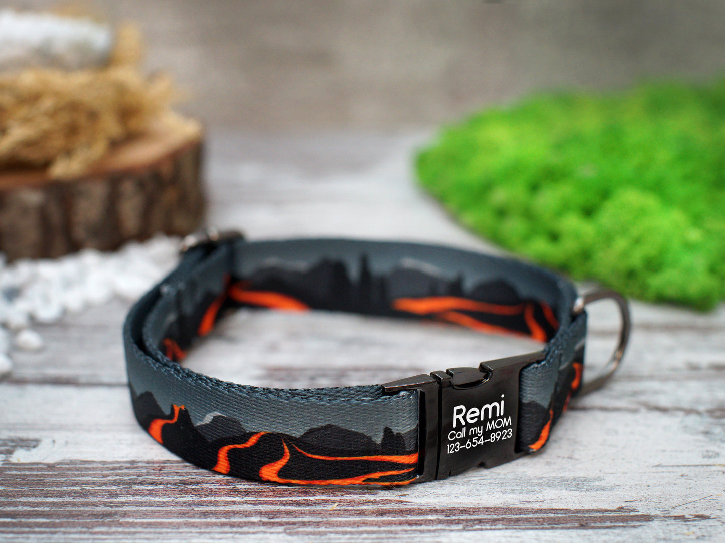 Personalized Dog Collar with Metal Buckle, Nature Pattern Dog Collars, Engraved Pet Collars for Small Medium Large Dogs Puppy