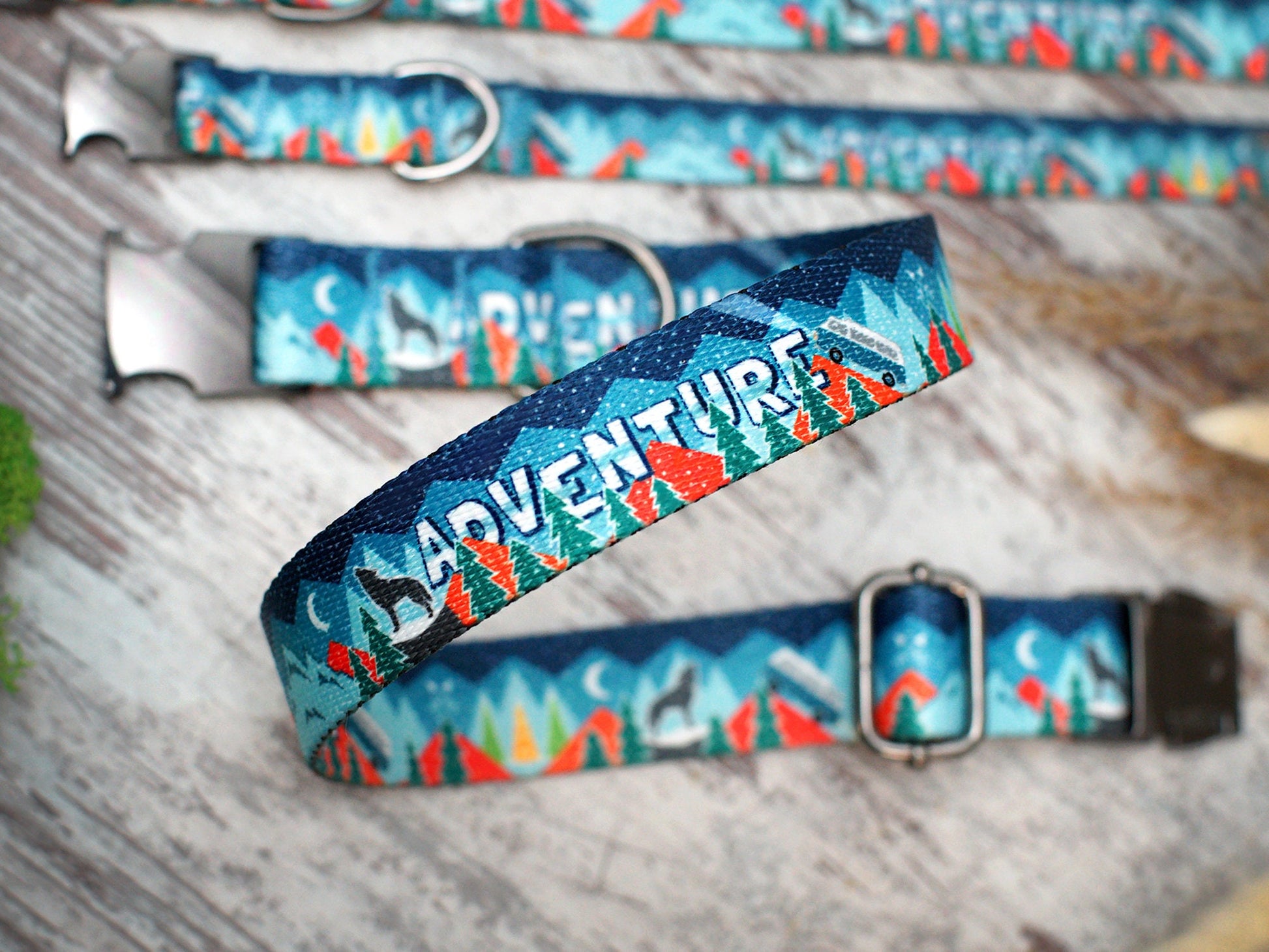 Adventure Dog Collar, Engraved Dog Collar, Personalized Dog Collars, Print Designer Pet Collar, Dog Collar Small Medium Large, Puppy Collar