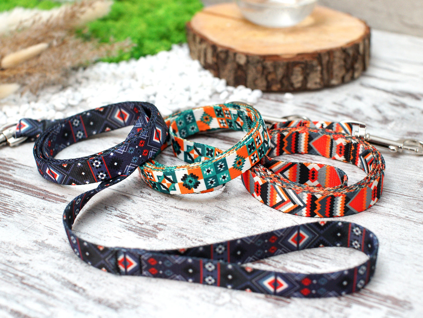 Geometric Dog Leash 5FT, Aztec Pattern Dog Leashes, Tribal Plaid Pet Leashes for Small Medium Large Dogs Puppy, Print Nylon Dog Leash