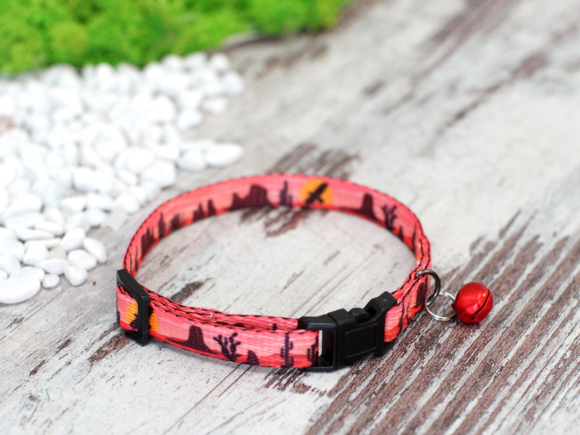 Nature Breakaway Cat Collar with ID Tag, Personalized Cat Collar with Bell, Pattern Soft Cat Collar, Custom Cat Collar Girl Boy