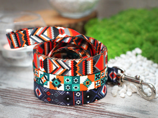 Geometric Dog Leash 5FT, Aztec Pattern Dog Leashes, Tribal Plaid Pet Leashes for Small Medium Large Dogs Puppy, Print Nylon Dog Leash