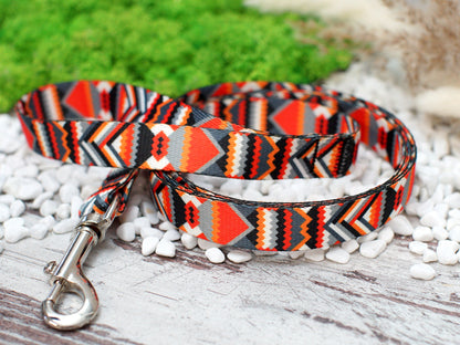 Geometric Dog Leash 5FT, Aztec Pattern Dog Leashes, Tribal Plaid Pet Leashes for Small Medium Large Dogs Puppy, Print Nylon Dog Leash