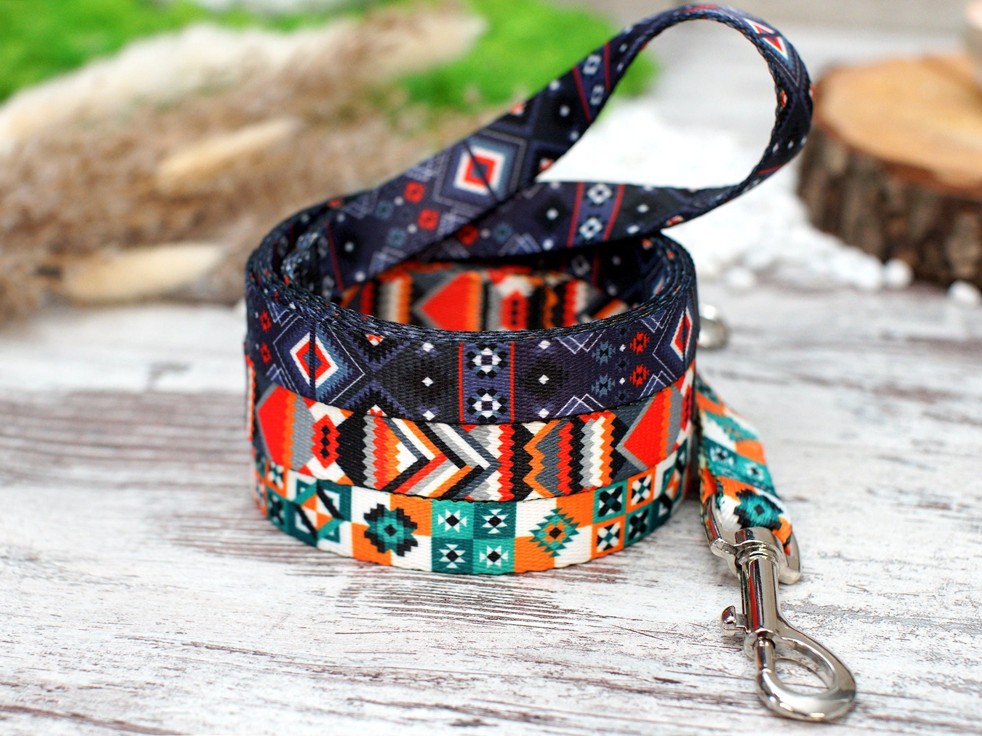 Geometric Dog Leash 5FT, Aztec Pattern Dog Leashes, Tribal Plaid Pet Leashes for Small Medium Large Dogs Puppy, Print Nylon Dog Leash