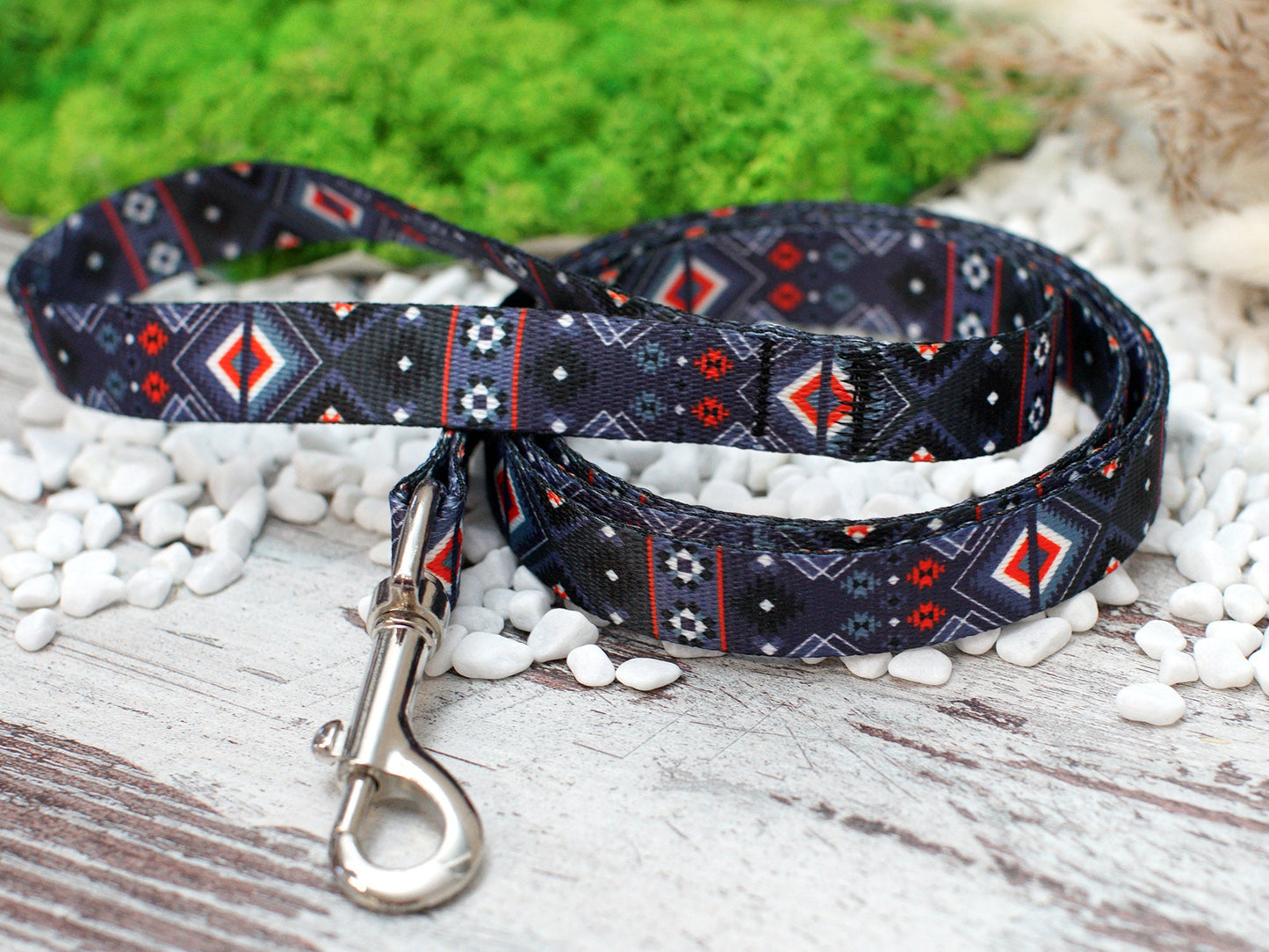 Geometric Dog Leash 5FT, Aztec Pattern Dog Leashes, Tribal Plaid Pet Leashes for Small Medium Large Dogs Puppy, Print Nylon Dog Leash