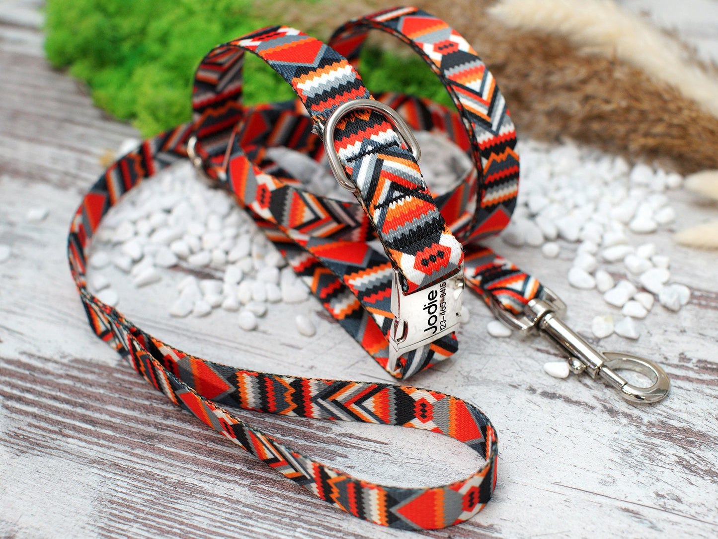 Geometric Dog Leash 5FT, Aztec Pattern Dog Leashes, Tribal Plaid Pet Leashes for Small Medium Large Dogs Puppy, Print Nylon Dog Leash