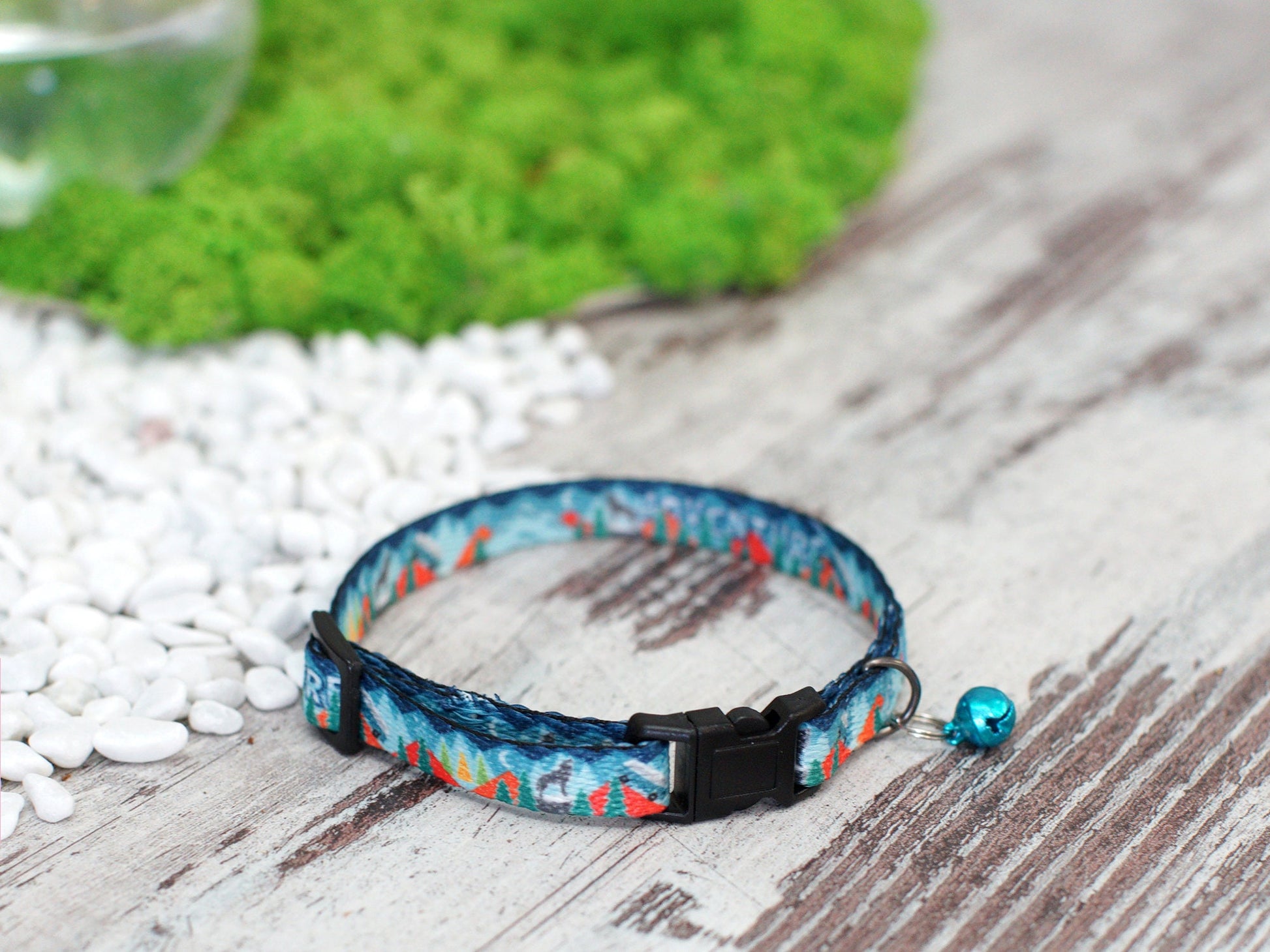 Nature Breakaway Cat Collar with ID Tag, Personalized Cat Collar with Bell, Pattern Soft Cat Collar, Custom Cat Collar Girl Boy