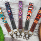Wrist Leather Keychain Personalized, Aztec Pattern Key Holder, Personalized Gifts for Him, Wristlet Key Lanyard Strap, Custom Key Ring