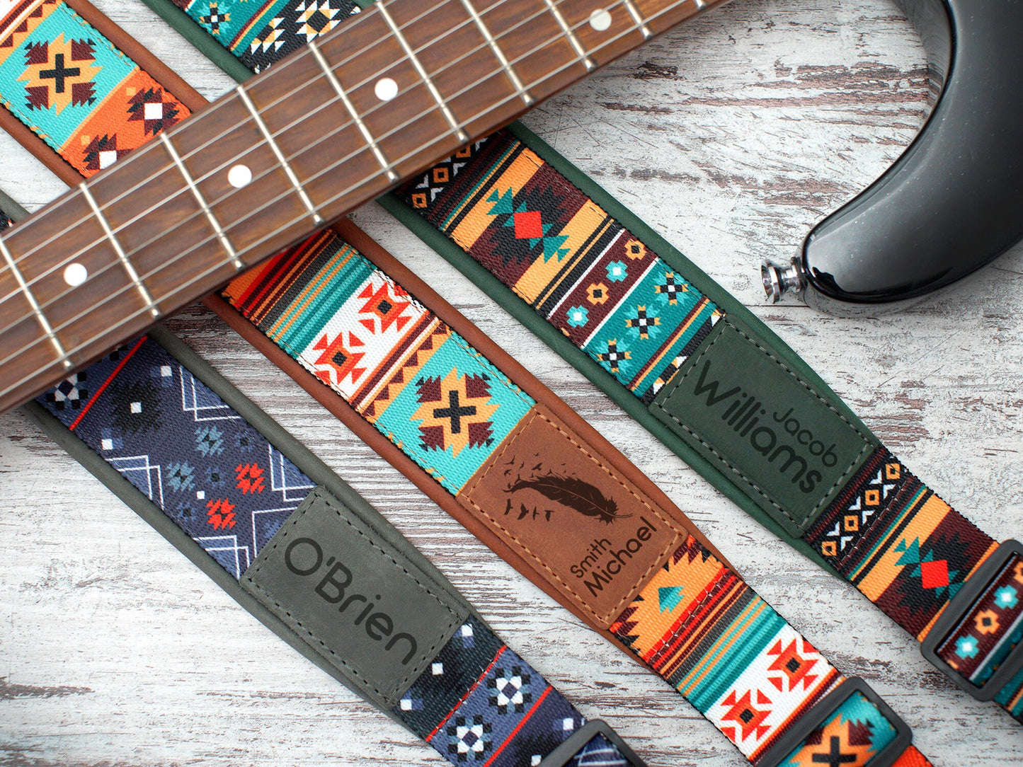 Guitar Strap Pattern, Leather Guitar Strap, Personalized Guitar Strap, Guitar Player Gift, Custom Guitar Strap, Adjustable Guitar Strap