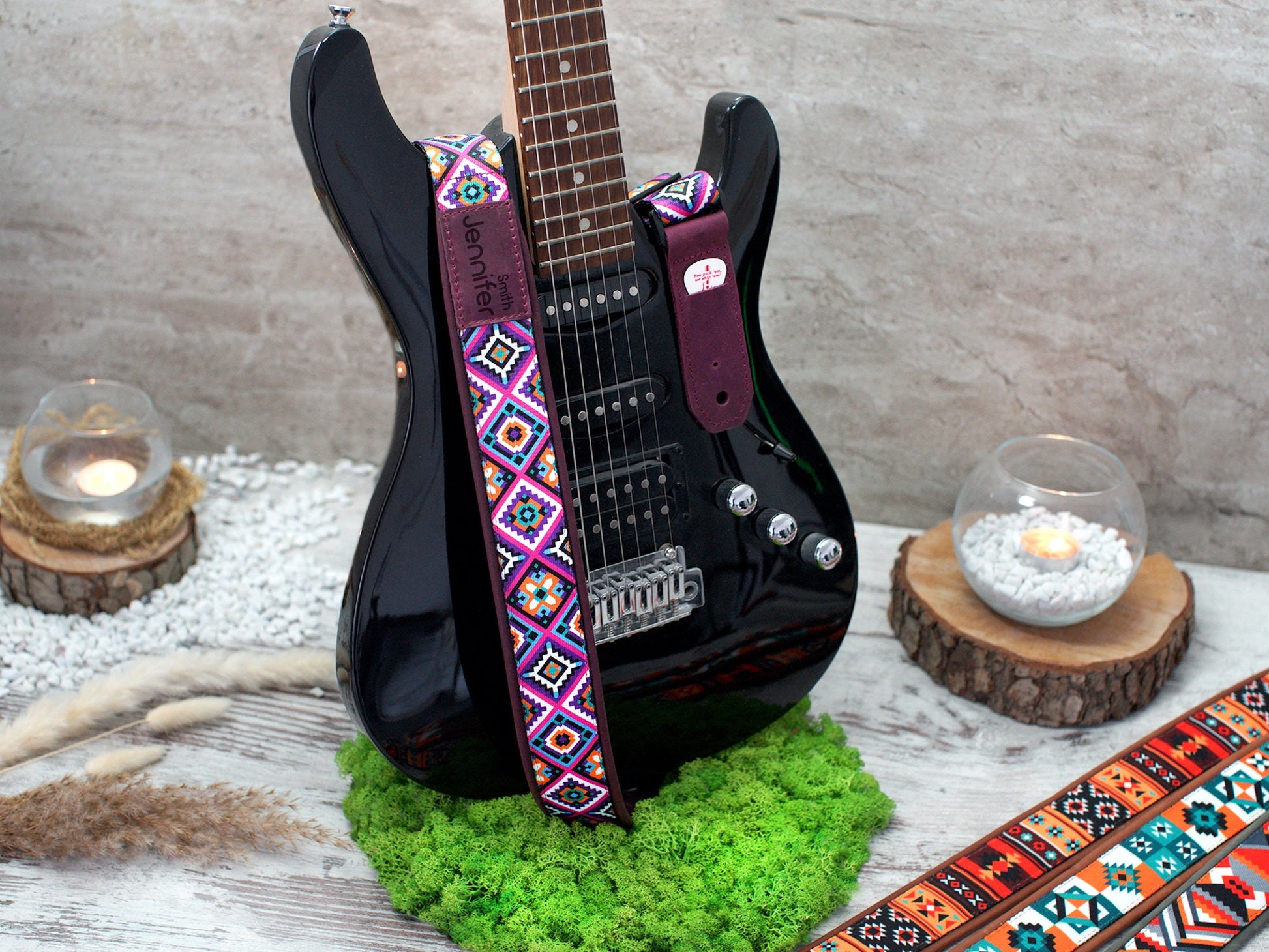 Engraved Leather Guitar Strap, Custom Guitar Strap Acoustic, Crossbody Guitar Strap, Gifts for Guitar Player, Personalized Straps for Guitar