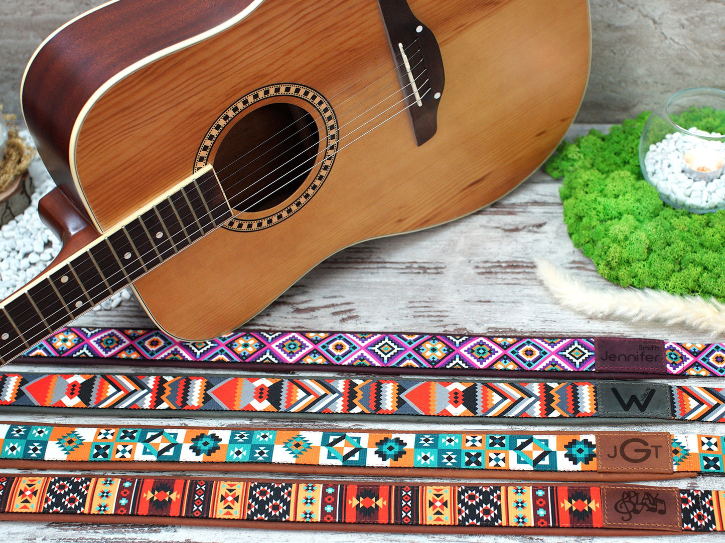 Personalized Guitar Strap - 4 Different Pattern Available, Custom Leather Guitar Strap, Soft Guitar Strap, Bass Guitar Strap, Guitar Straps