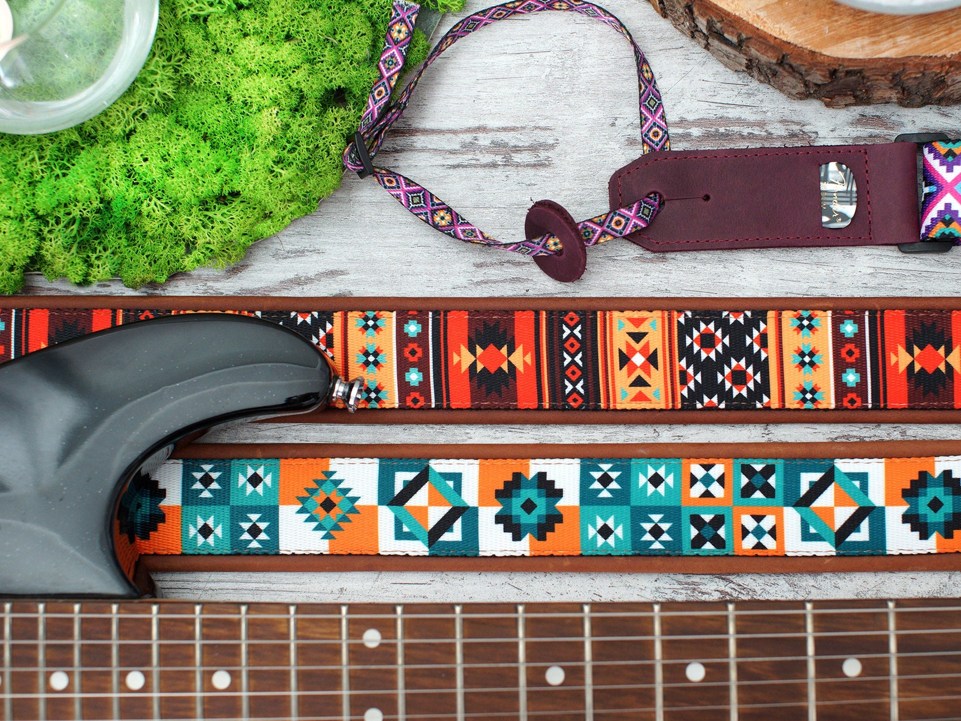 Personalized Guitar Strap - 4 Different Pattern Available, Custom Leather Guitar Strap, Soft Guitar Strap, Bass Guitar Strap, Guitar Straps