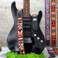 Pattern Guitar Strap with Leather Base, Personalized Guitar Strap, Custom Gifts for Him, Leather Guitar Strap, Guitar Lover Gift