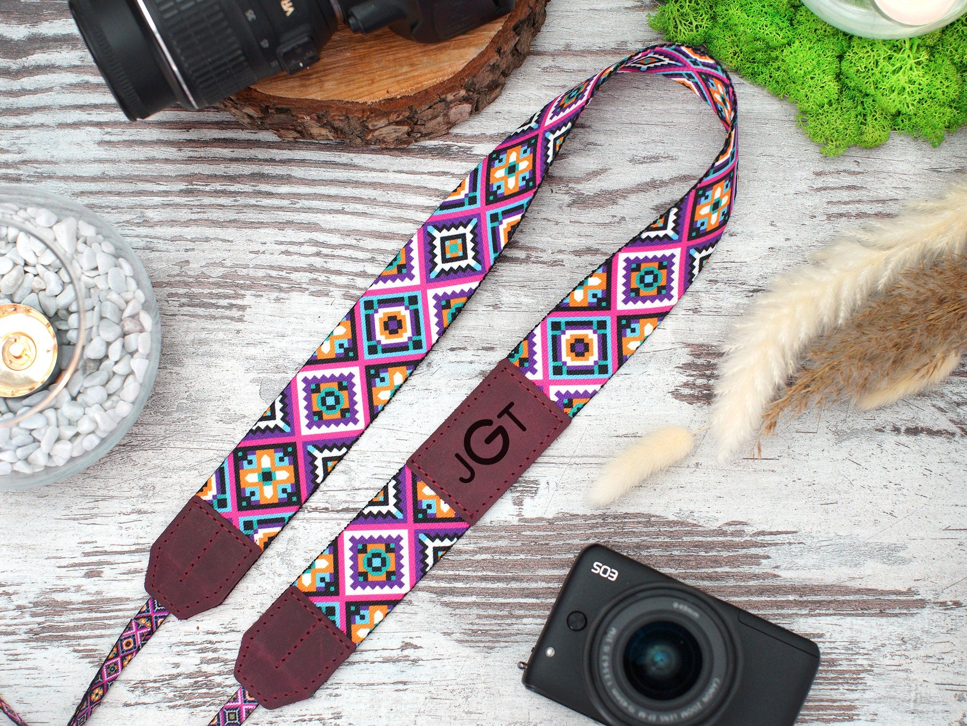 Camera Strap Personalized, Canon Sony Nikon Camera Strap, Leather Camera Wrist Strap, Pattern Camera Accessories, Gifts for Her