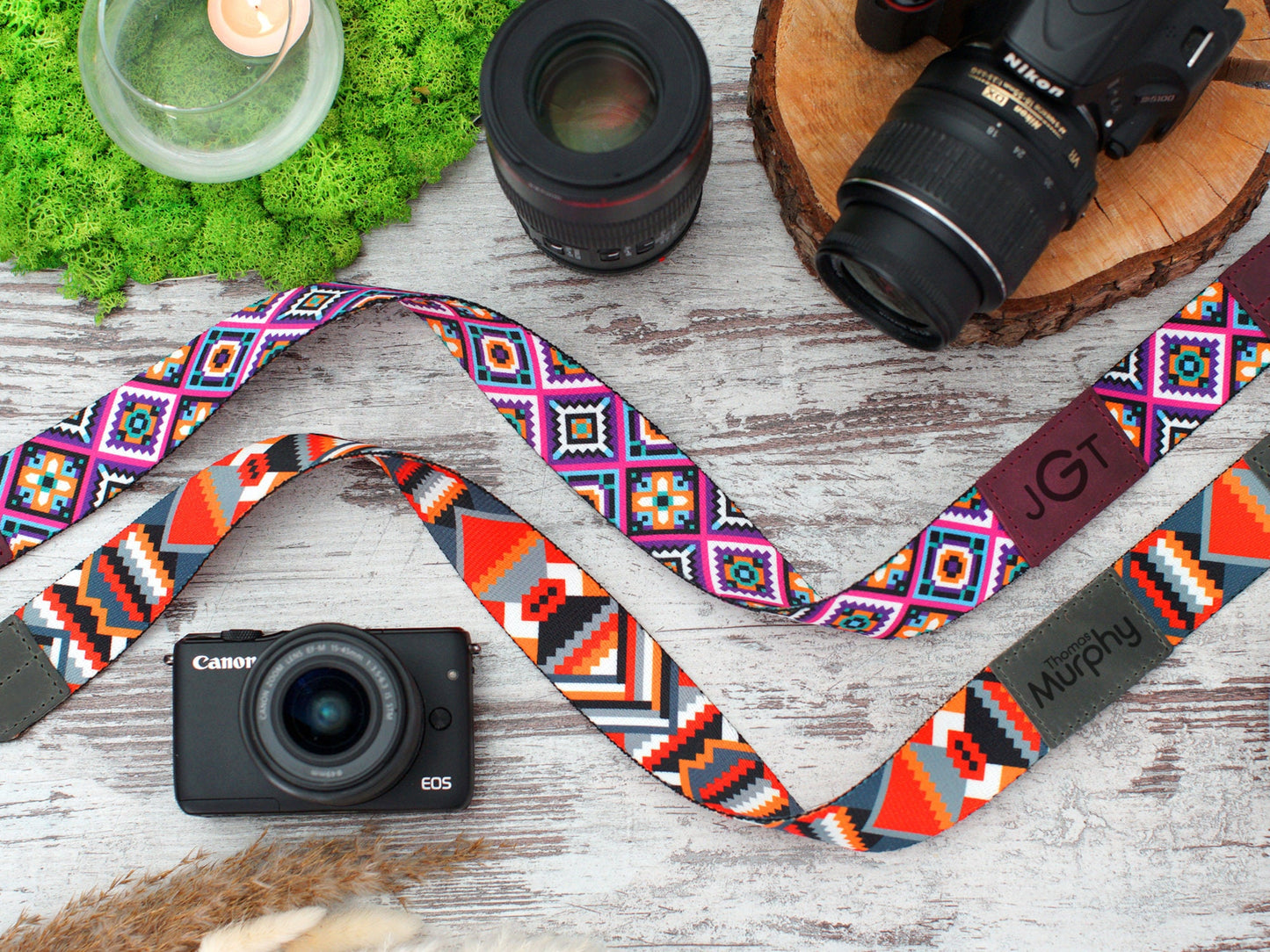 Camera Strap Personalized, Canon Sony Nikon Camera Strap, Leather Camera Wrist Strap, Pattern Camera Accessories, Gifts for Her