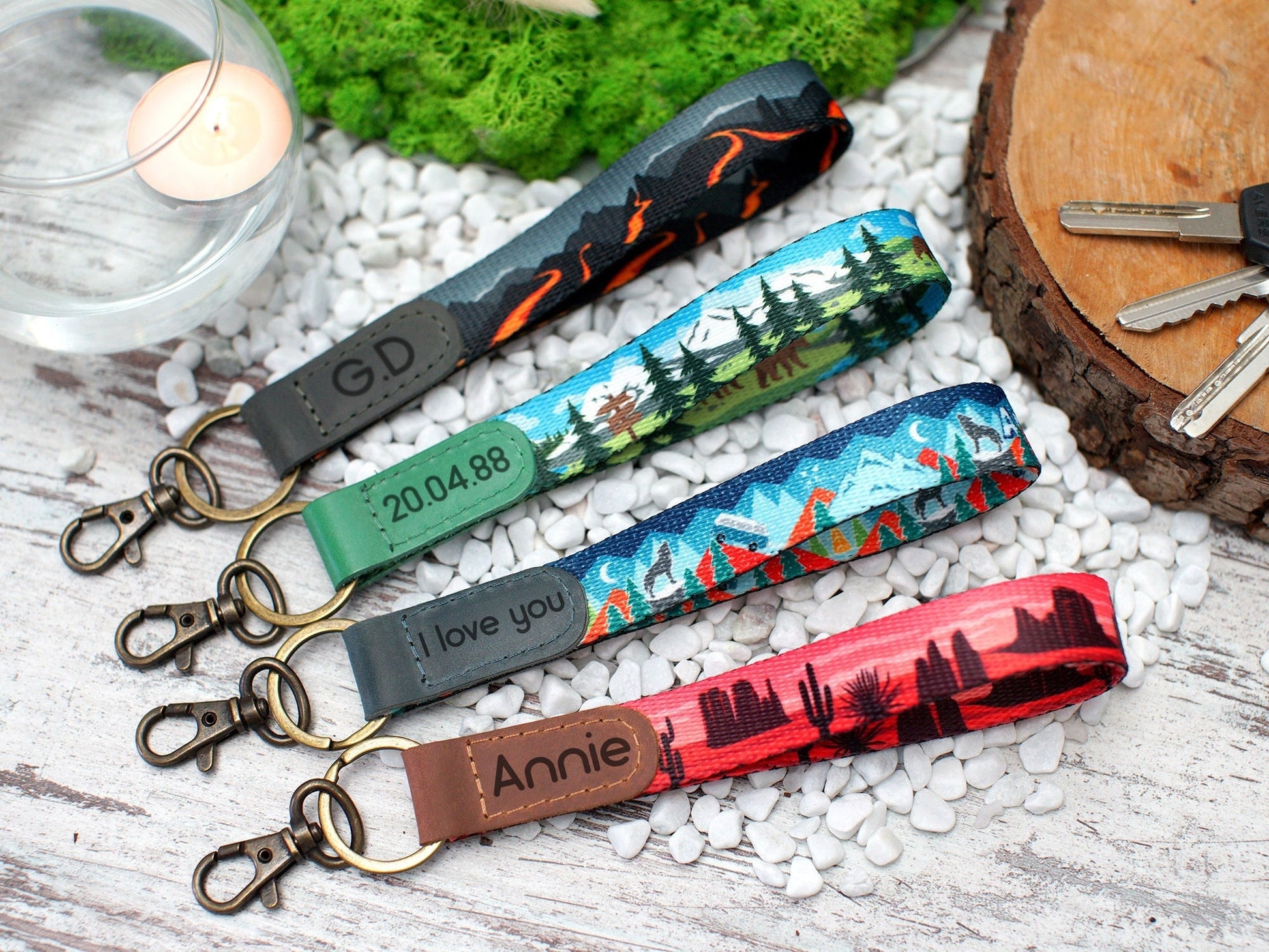 Personalized Keychain, Pattern Wrist Key Chain, Print Key Holder, Personalized Gifts, Design Lanyard Strap, Gifts for Him