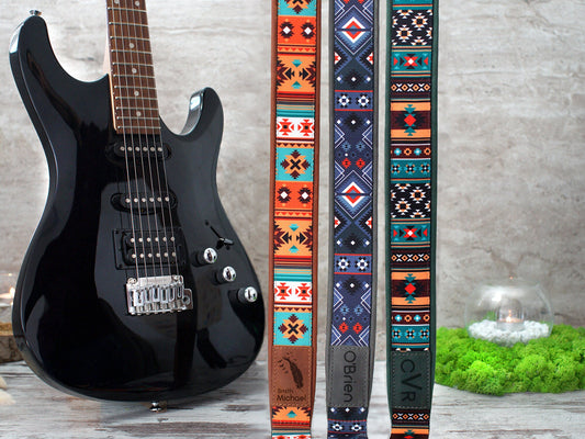 Guitar Strap Pattern, Leather Guitar Strap, Personalized Guitar Strap, Guitar Player Gift, Custom Guitar Strap, Adjustable Guitar Strap