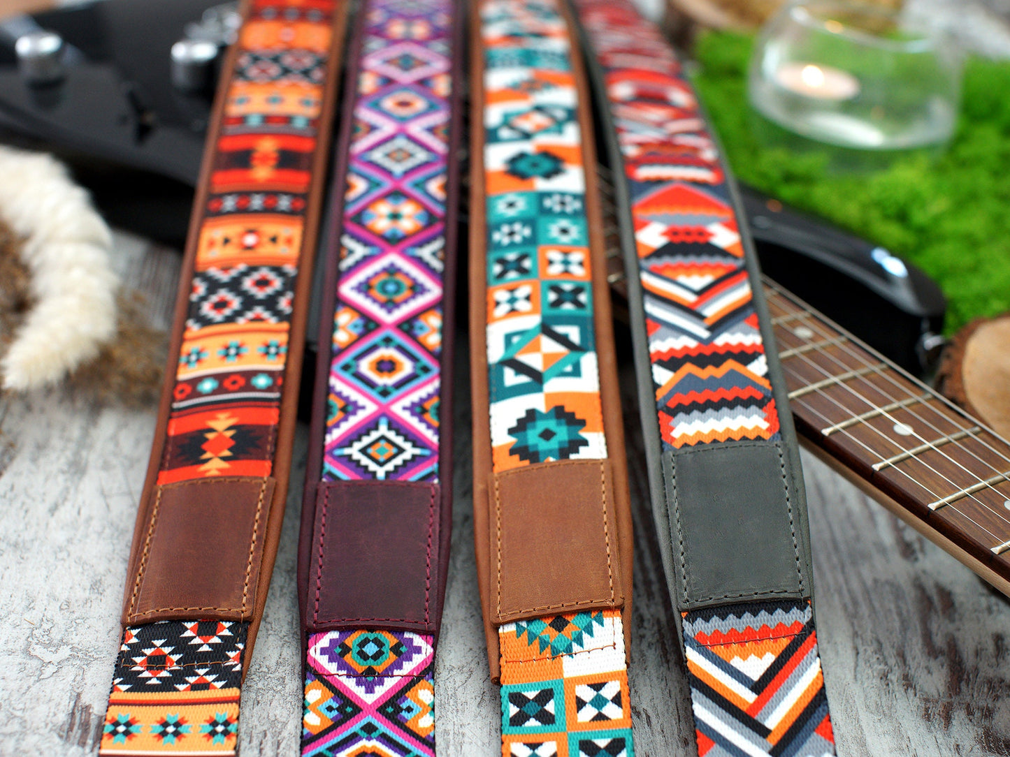 Personalized Guitar Strap - 4 Different Pattern Available, Custom Leather Guitar Strap, Soft Guitar Strap, Bass Guitar Strap, Guitar Straps