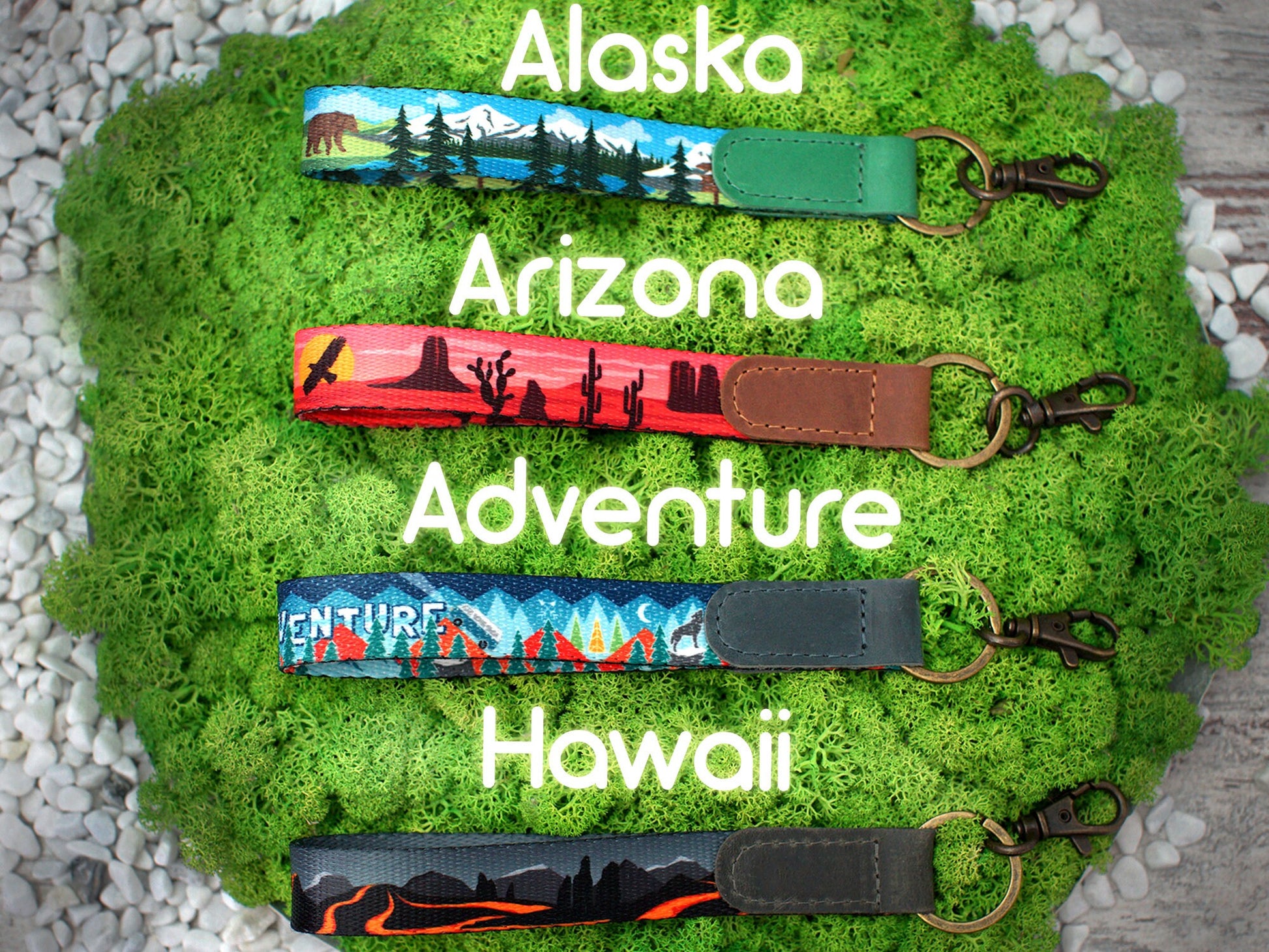 Personalized Wristlet Keychain, Nature Pattern Key Fob, Custom Wrist Key Holder, Bridesmaid Keychain, Wristlet Lanyard Strap, Gifts for Her