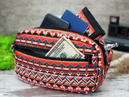 Tribal Crossbody Bag, Christmas Gifts for Him, Travel Fanny Pack for Men, Aztec Hip Bag, Print Design Bam Bag, Personalized Gifts For Her
