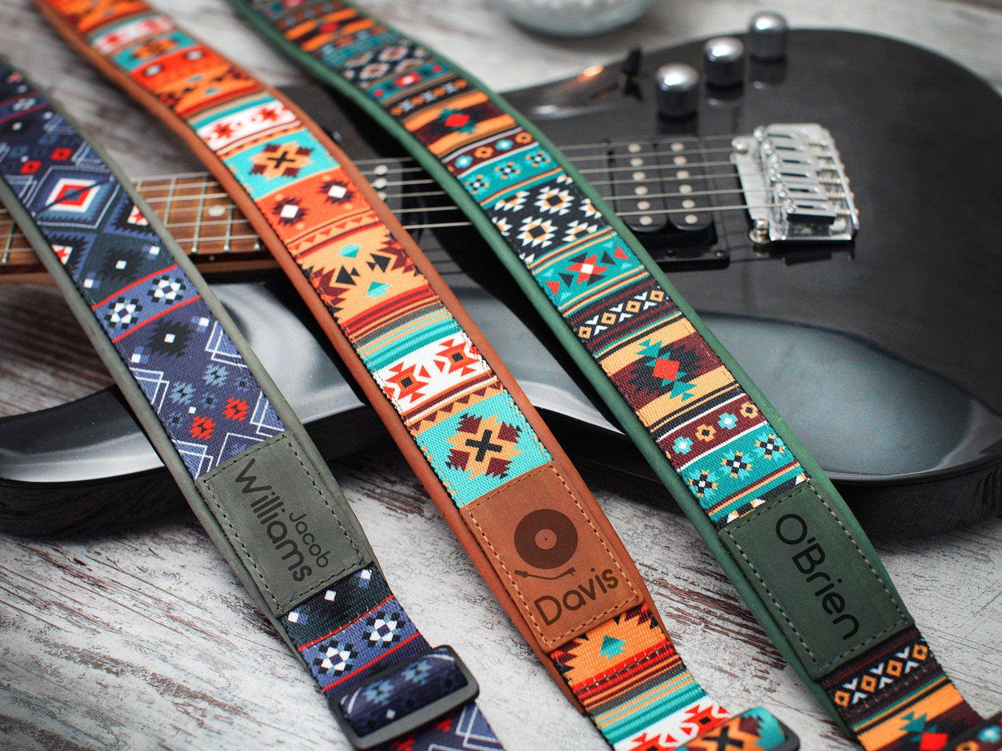 Wide Soft Guitar Strap with Name