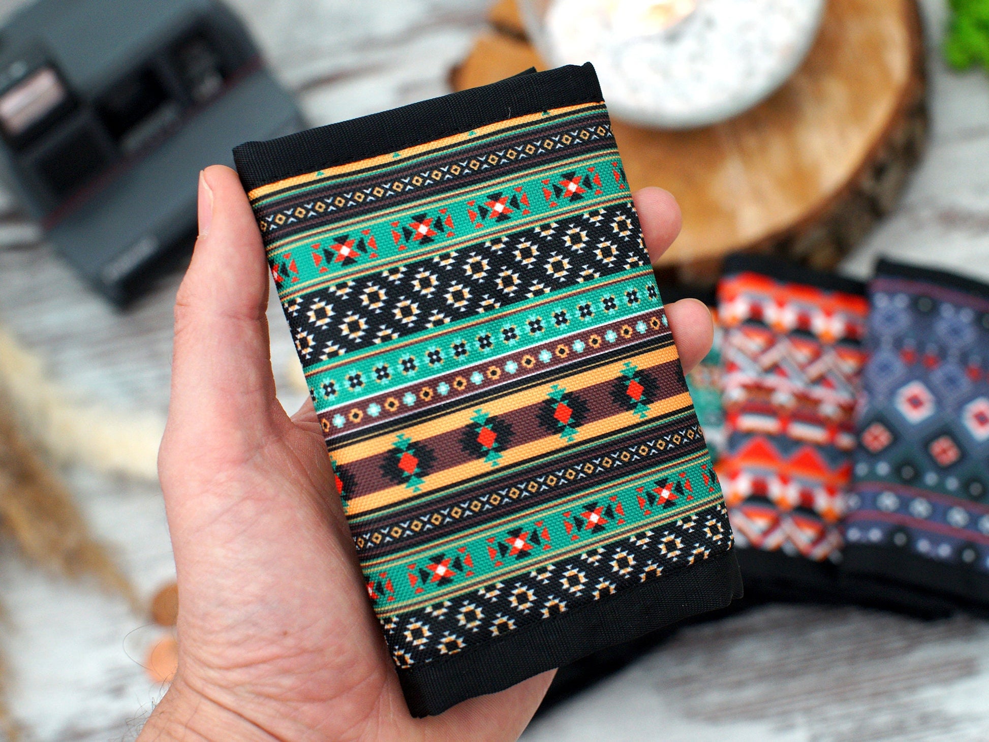 Personalized Travel Wallet, Custom Pattern Wallet, Aztec Mens Wallet, Christmas Gifts for Her, Fabric Card Holder Case, Anniversary Gifts
