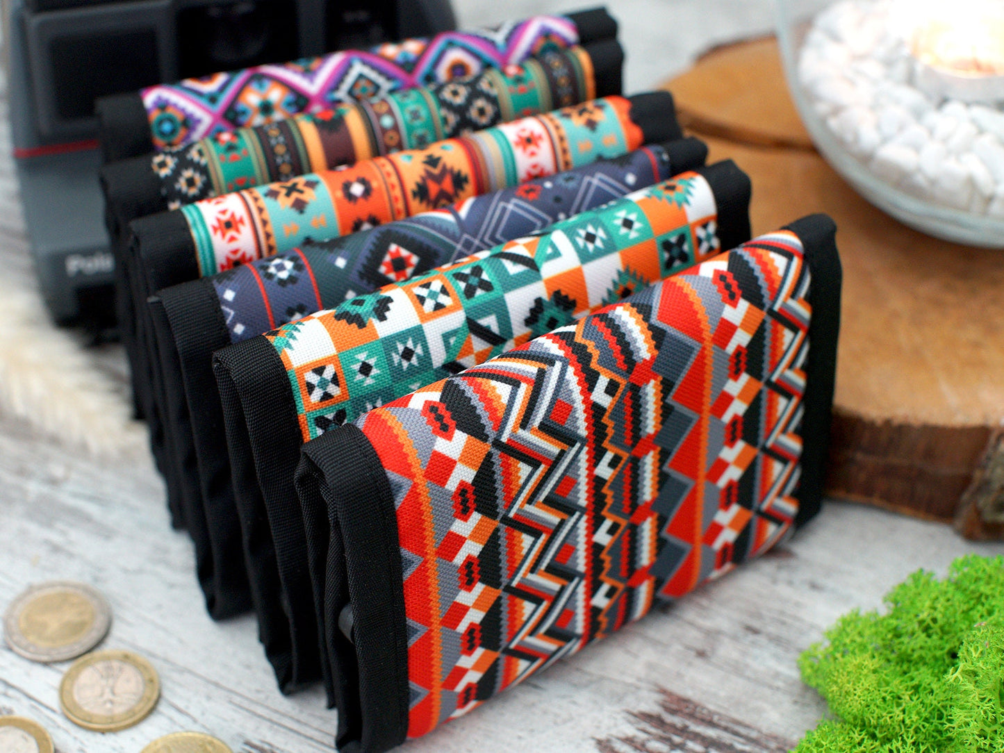 Personalized Travel Wallet, Custom Pattern Wallet, Aztec Mens Wallet, Christmas Gifts for Her, Fabric Card Holder Case, Anniversary Gifts