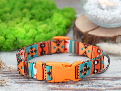 Engraved Dog Collar with Name, Pattern Dog Collar Personalized, Adjustable Dog Collar Nylon, Puppy Collars, Southwest Dog Collar Boho
