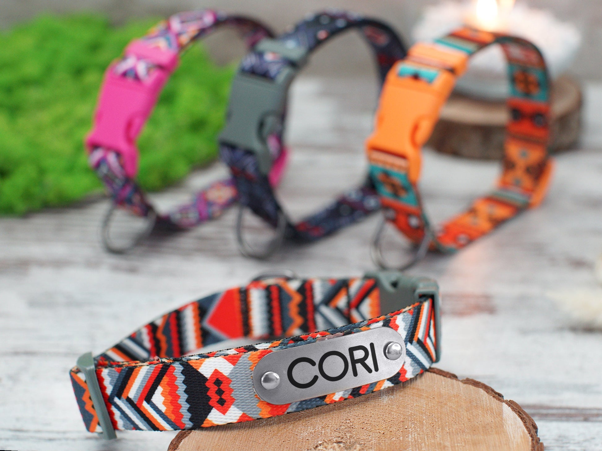 Personalized Dog Collar with Buckle, Custom Dog Collar Small Medium Large, Pattern Dog Collar with Name ID Tag, Puppy Collar, Pet Collars