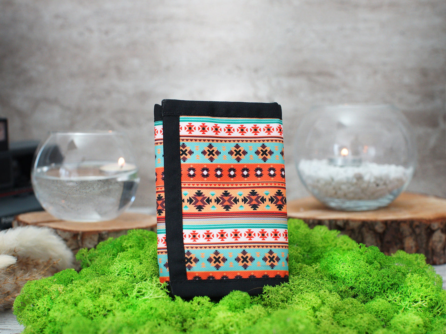 Personalized Travel Wallet, Custom Pattern Wallet, Aztec Mens Wallet, Christmas Gifts for Her, Fabric Card Holder Case, Anniversary Gifts