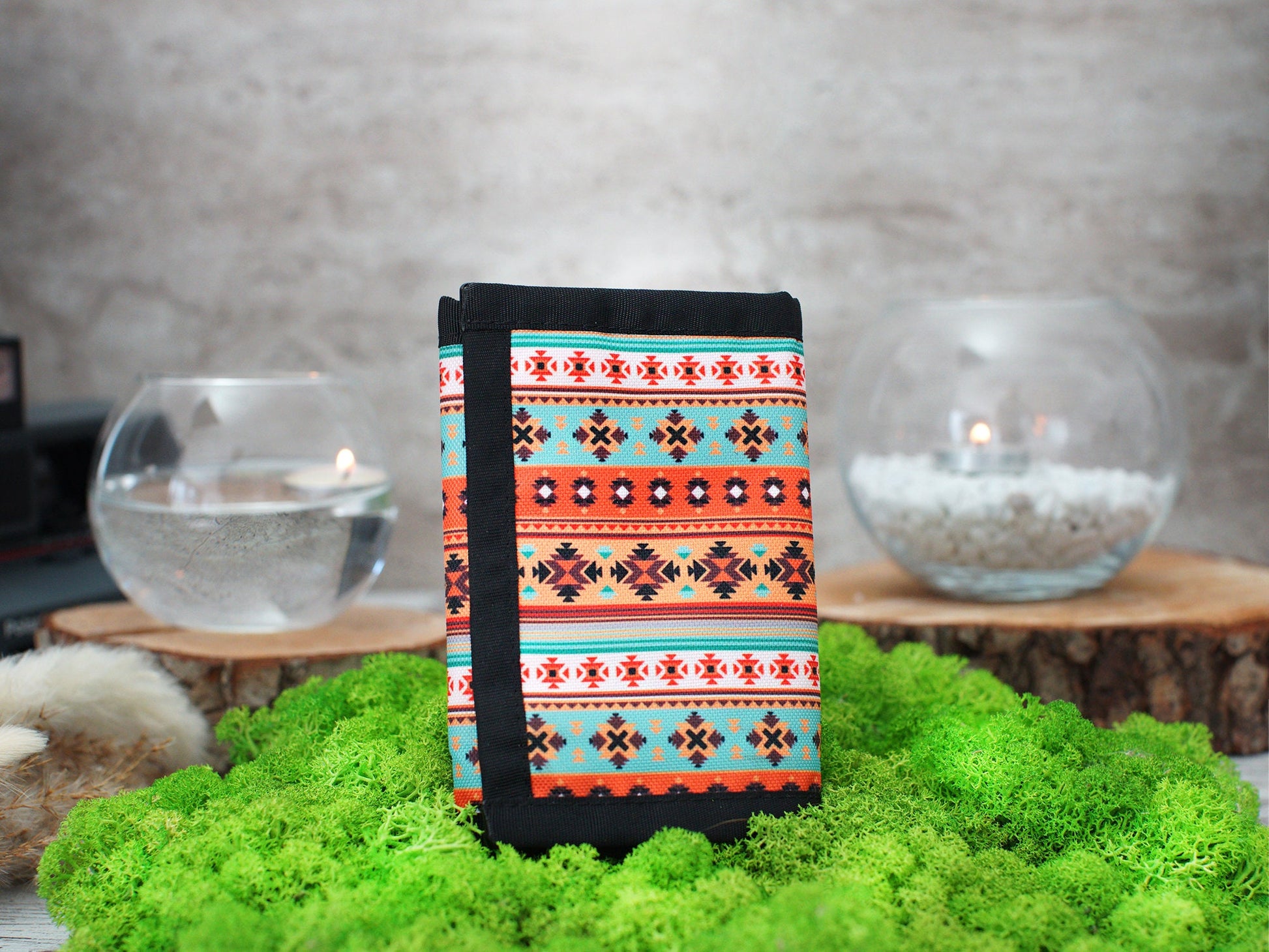 Personalized Travel Wallet, Custom Pattern Wallet, Aztec Mens Wallet, Christmas Gifts for Her, Fabric Card Holder Case, Anniversary Gifts