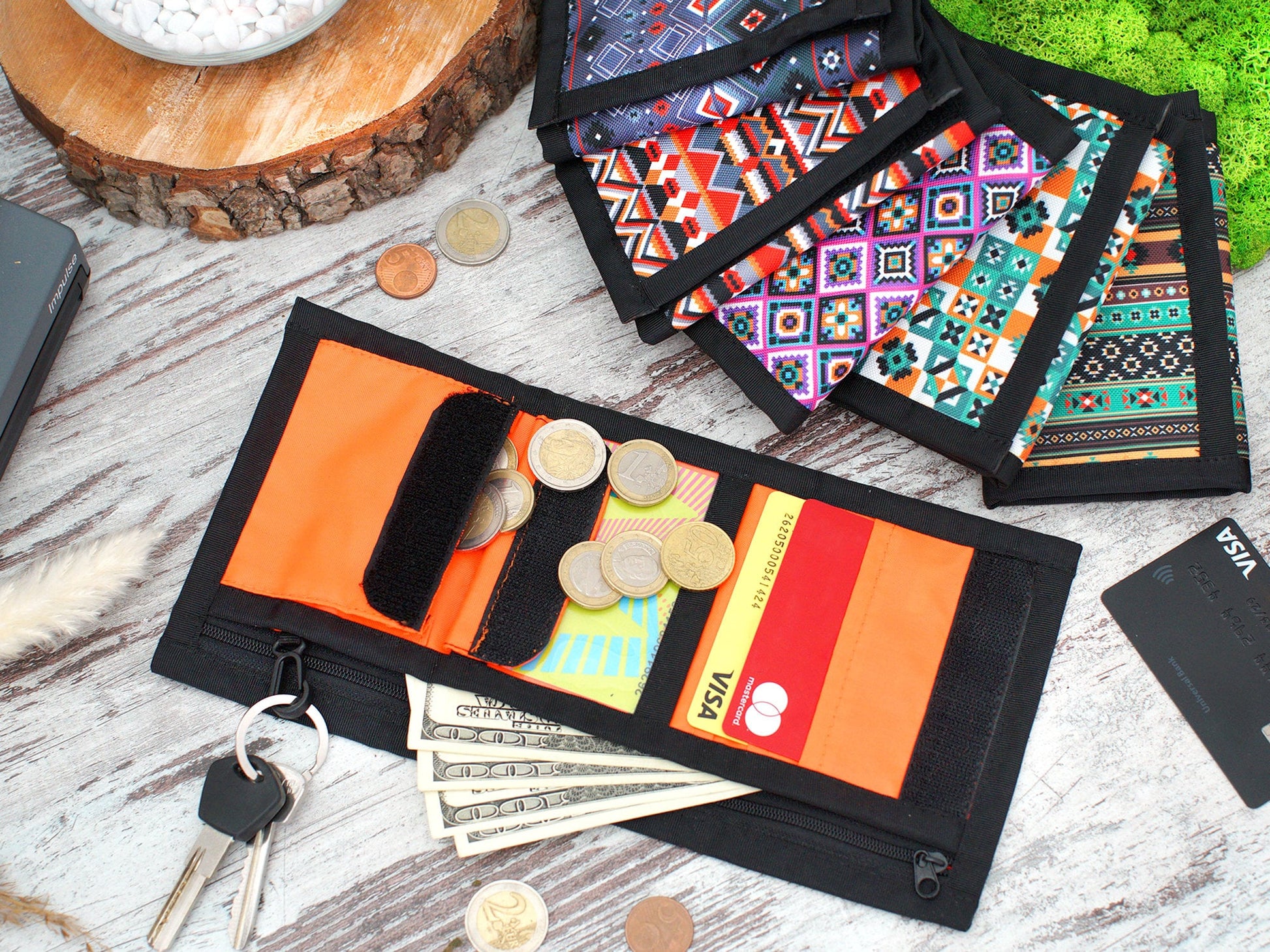 Boho Pattern Wallet, Personalized Travel Wallet, Christmas Gifts for Her, Custom Wallet for Men, Tribal Aztec Wallet, Personalized Gifts