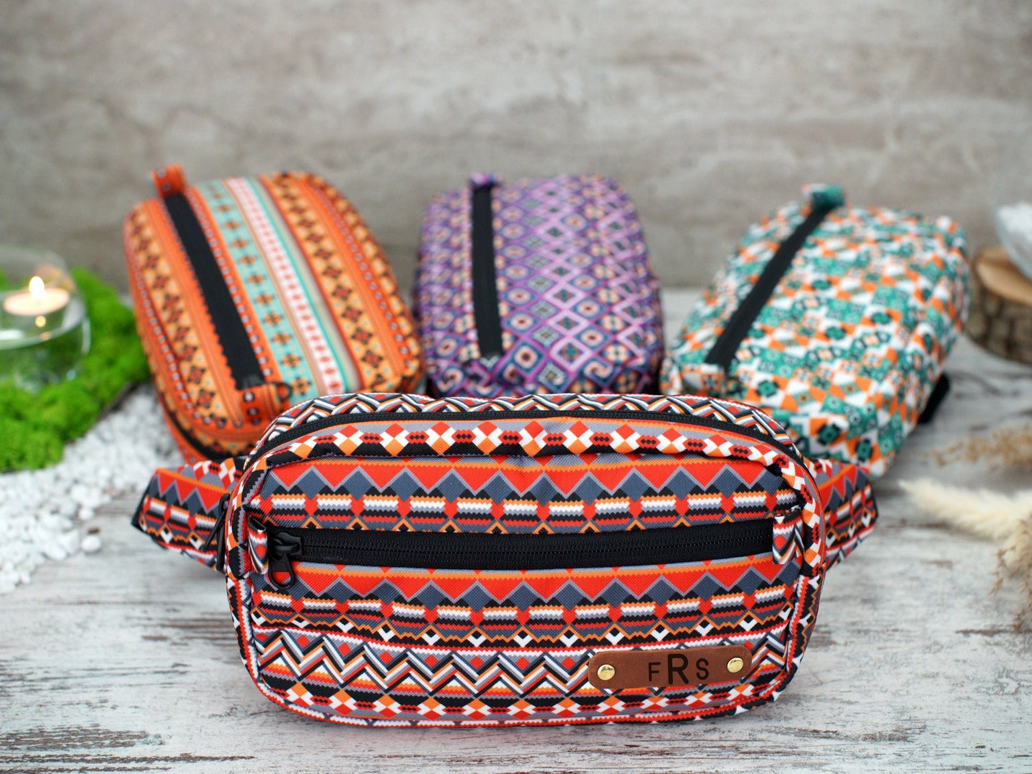 Personalized Fanny Pack, Southwest Small Crossbody Bag, Engraved Hip Bag for Women, Custom Belt Bag Aztec Boho Print, Adjustable Bum Bag