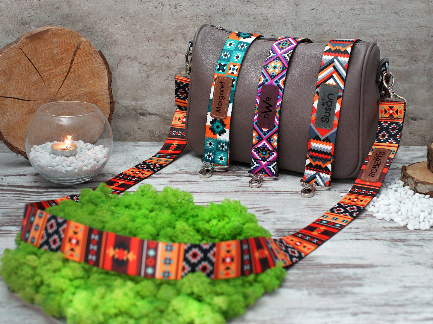 Personalized Bag Strap - 4 Different Pattern Available, Custom Shoulder Bag Strap, Engraved Crossbody Strap, Replacement Purse Strap Boho