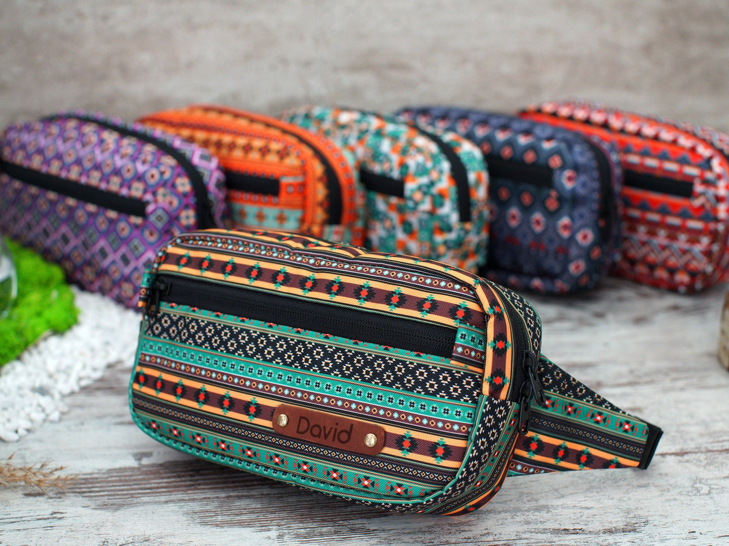 Personalized Fanny Pack, Southwest Small Crossbody Bag, Engraved Hip Bag for Women, Custom Belt Bag Aztec Boho Print, Adjustable Bum Bag