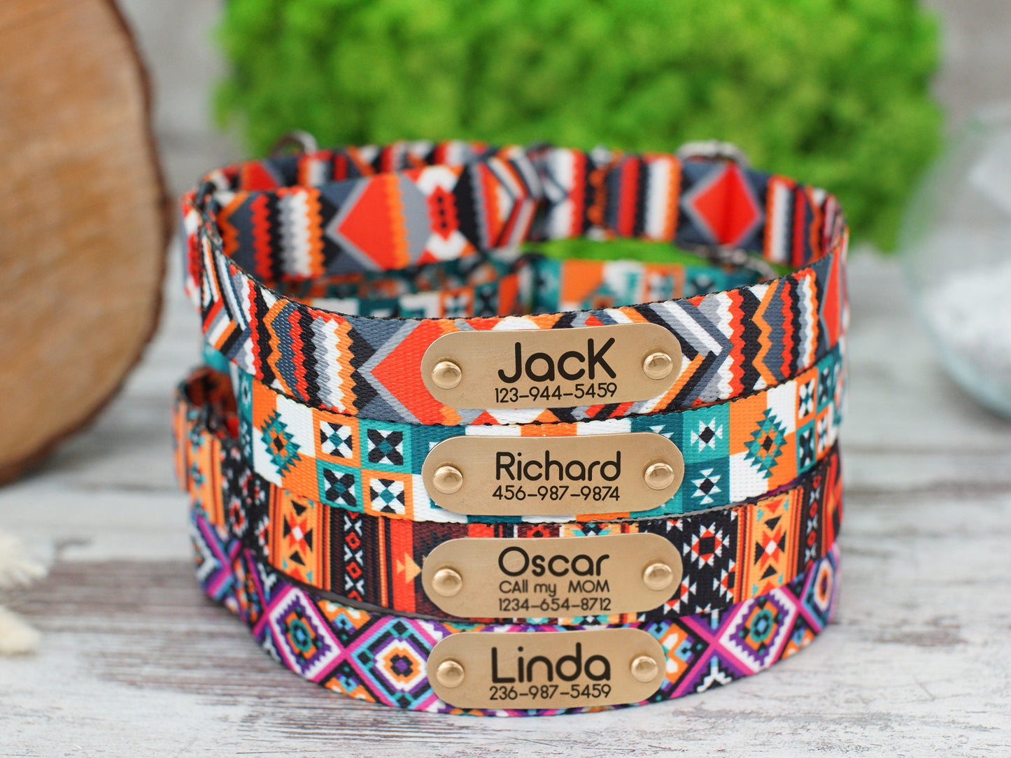 Custom Martingale Collar for Dogs, Personalized Wide Dog Collar, Martingale Dog Collar with Name, Scandinavian Dog Collar Pattern Geometric