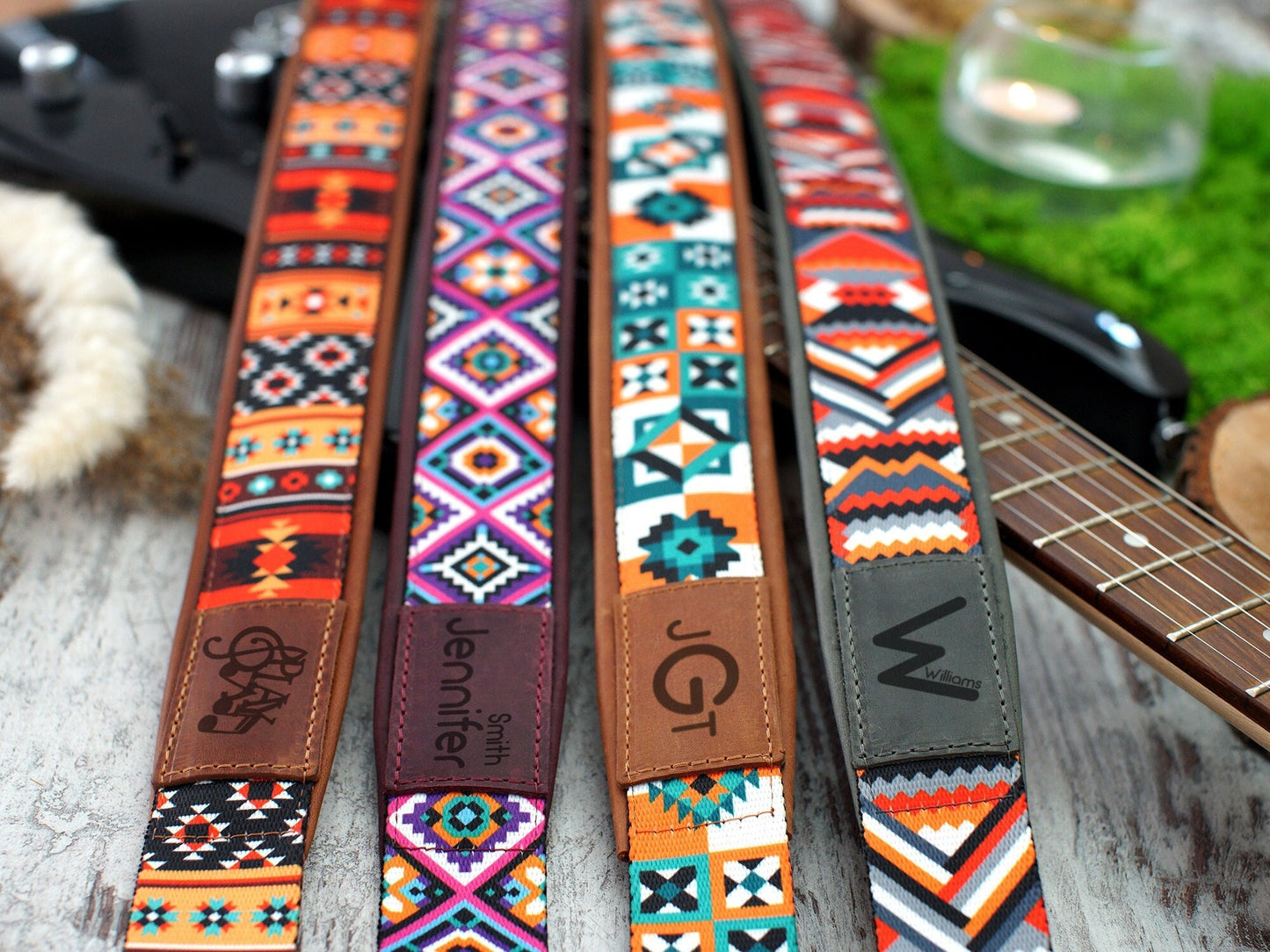 Engraved Leather Guitar Strap, Custom Guitar Strap Acoustic, Crossbody Guitar Strap, Gifts for Guitar Player, Personalized Straps for Guitar