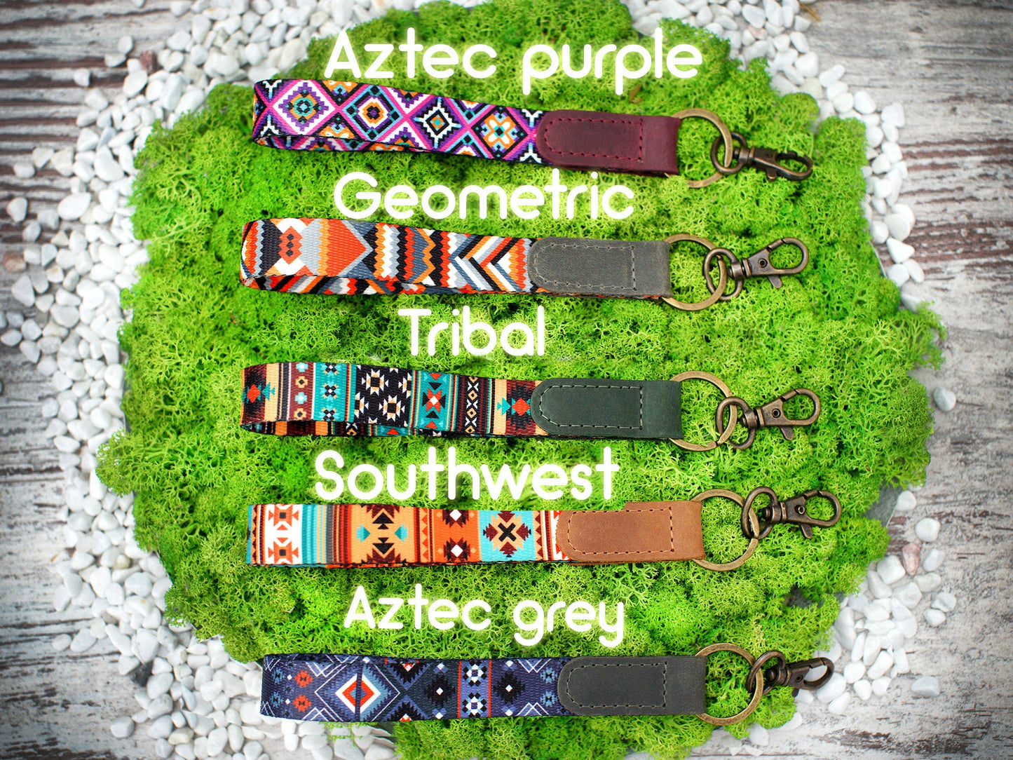 Pattern Wristlet Keychain, Tribal Design Key Fob, Custom Wrist Key Holder, Personalized Gifts for Him, Boho Keychain, Key Ring