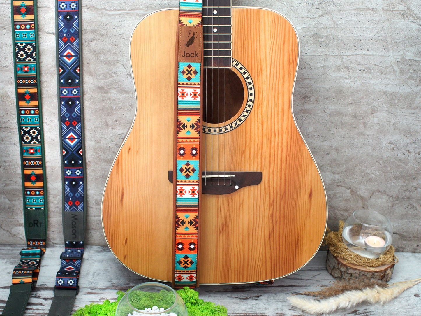 Custom Guitar Strap Leather, Personalized Guitar Strap Acoustic, Pattern Straps for Bass Guitar Players, Guitar Gifts, Gifts for Him